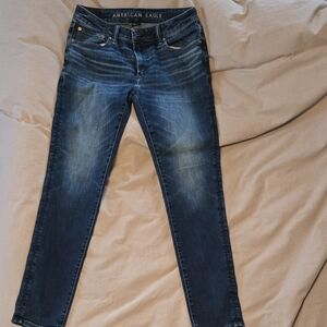American Eagle Outfitters Men's Dark Blue Slim Jeans Size 32x34